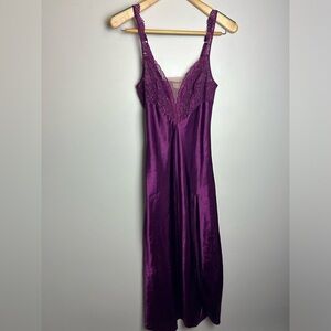 VTG Y2K Victoria Secret Gold Label Midi feminine Dress Sz Sp Purple Satin Sexy